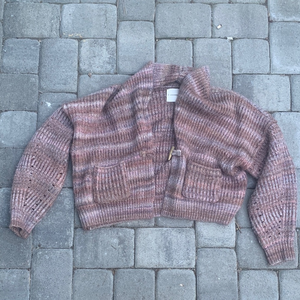 Lucky Brand Women's Cardigan in Brown and Pink